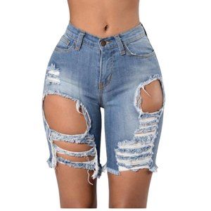 Distressed denim shorts (above knee)